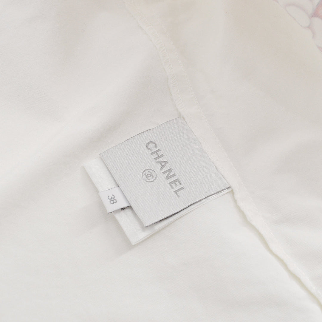 Top Quality Chanel 05S #38 Sport Line Short Sleeve Zip Shirt Tops White