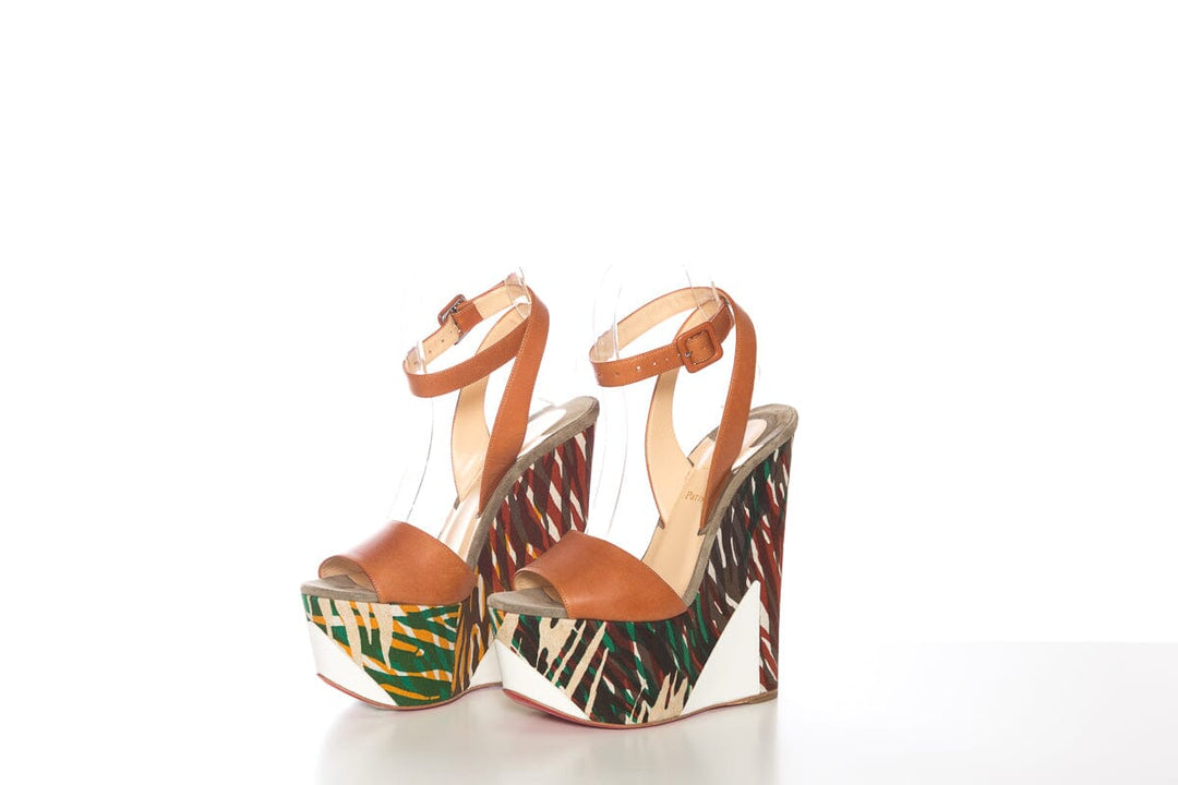 Christian Louboutin Green Multi Wedge SZ 37.5