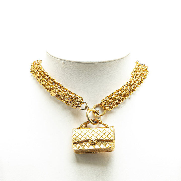 Top Quality Chanel Coco Mark Bag Motif Necklace Gold
