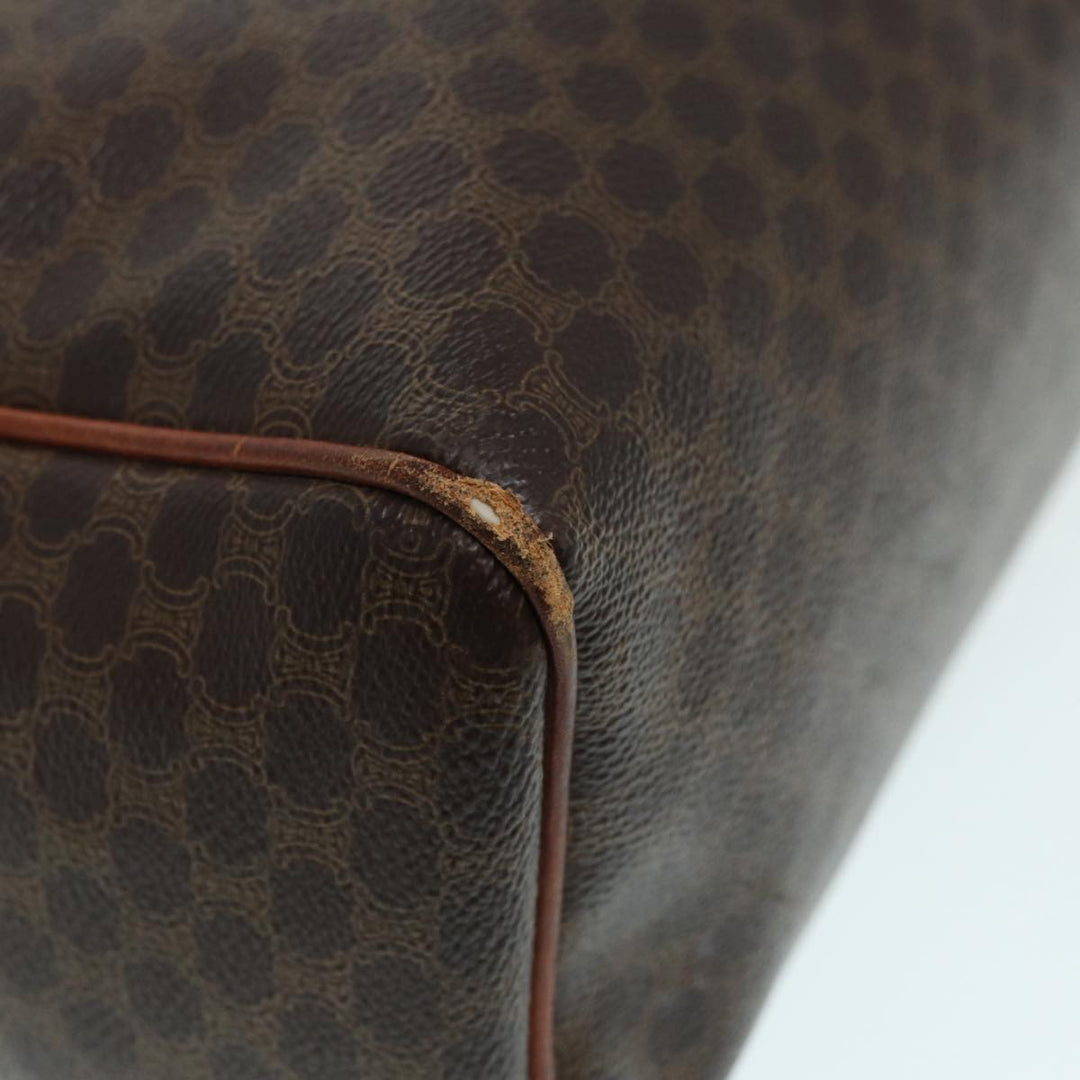 Celine Macadam Canvas Hand Bag PVC Leather Brown Gold Auth 87008