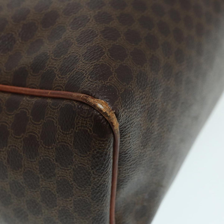 Celine Macadam Canvas Hand Bag PVC Leather Brown Gold Auth 87008