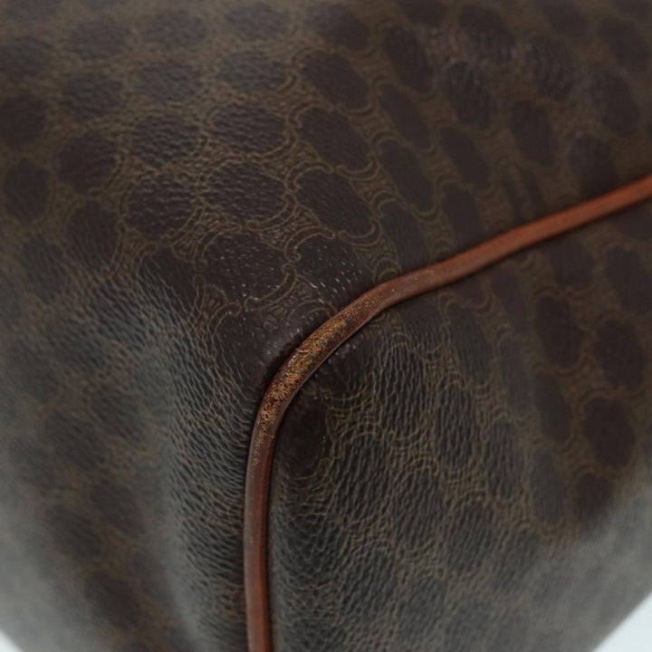 Celine Macadam Canvas Hand Bag PVC Leather Brown Gold Auth 87008