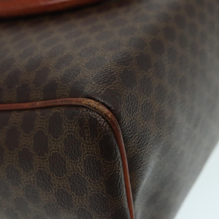 Celine Macadam Canvas Hand Bag PVC Leather Brown Gold Auth 87008