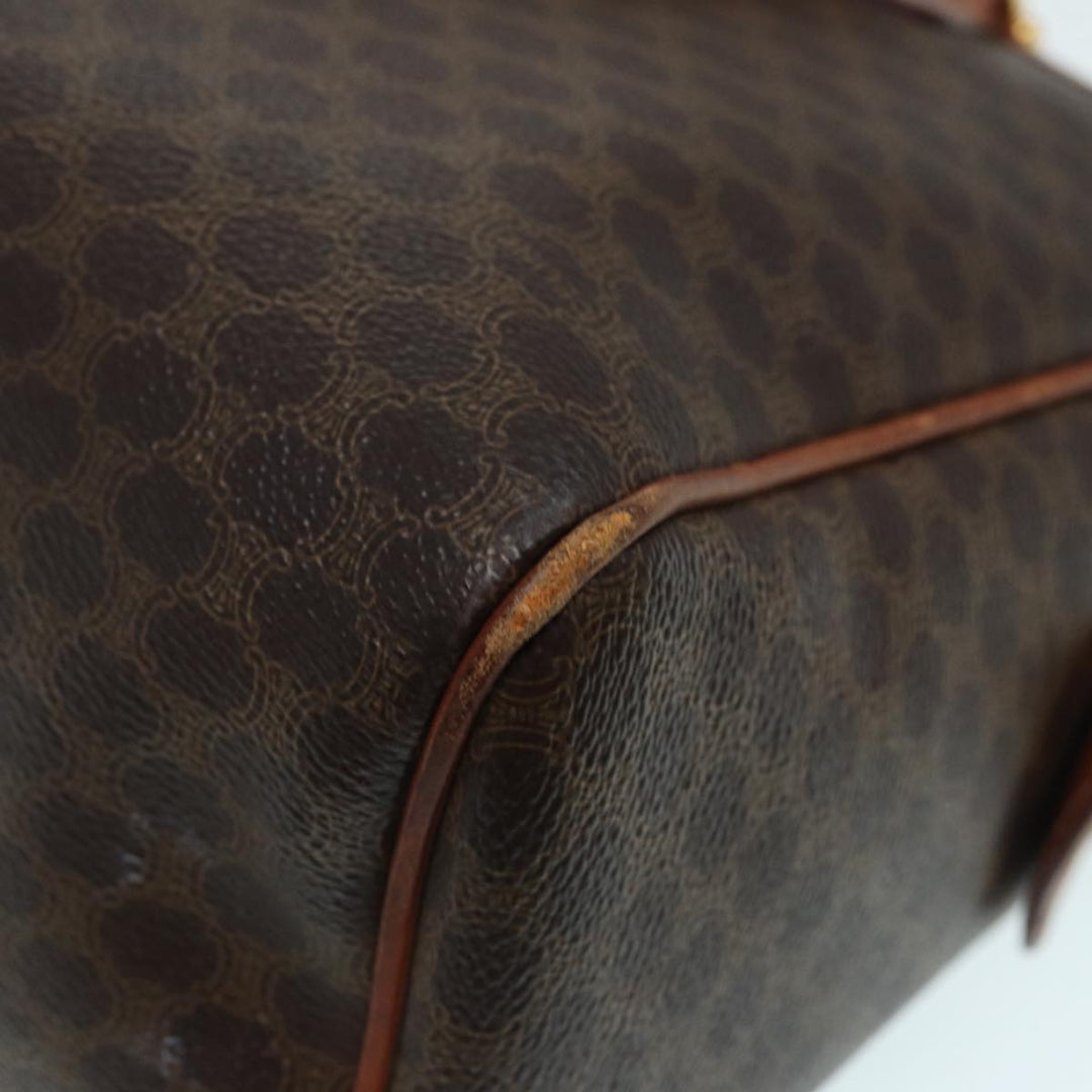 Celine Macadam Canvas Hand Bag PVC Leather Brown Gold Auth 87008