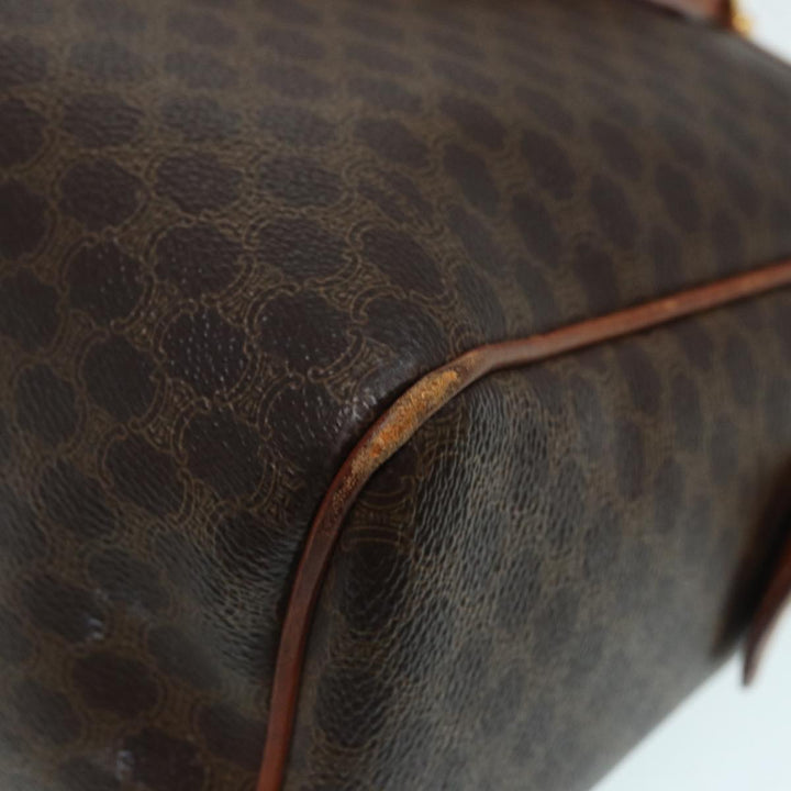 Celine Macadam Canvas Hand Bag PVC Leather Brown Gold Auth 87008