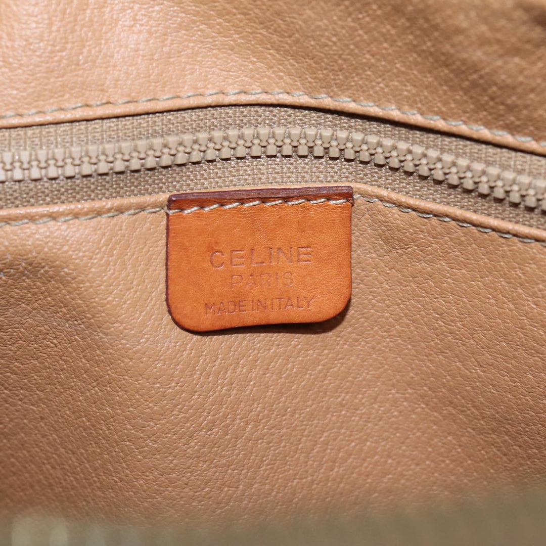 Celine Macadam Canvas Hand Bag PVC Leather Brown Gold Auth 87008