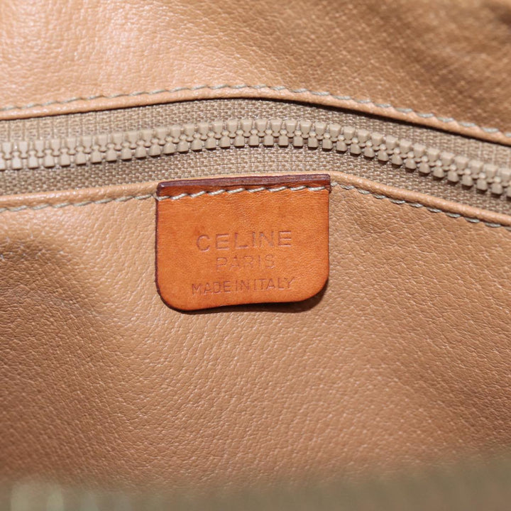 Celine Macadam Canvas Hand Bag PVC Leather Brown Gold Auth 87008