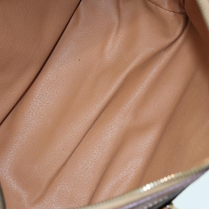 Celine Macadam Canvas Hand Bag PVC Leather Brown Gold Auth 87008