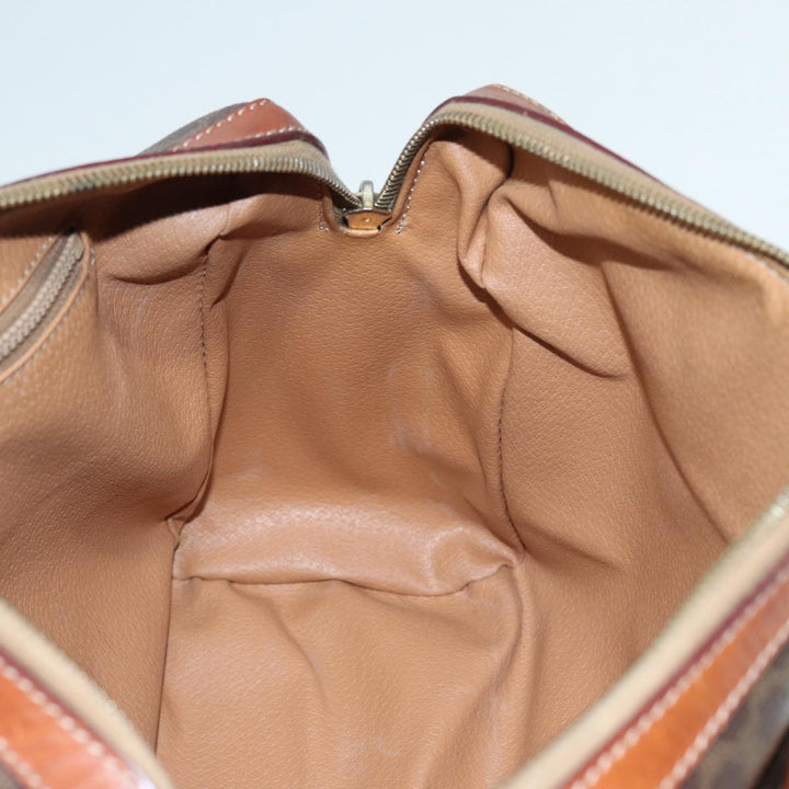 Celine Macadam Canvas Hand Bag PVC Leather Brown Gold Auth 87008