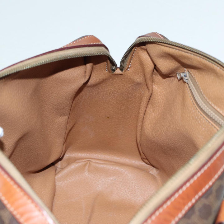 Celine Macadam Canvas Hand Bag PVC Leather Brown Gold Auth 87008