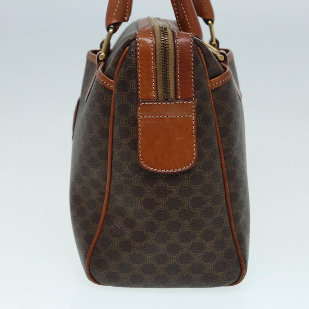 Celine Macadam Canvas Hand Bag PVC Leather Brown Gold Auth 87008
