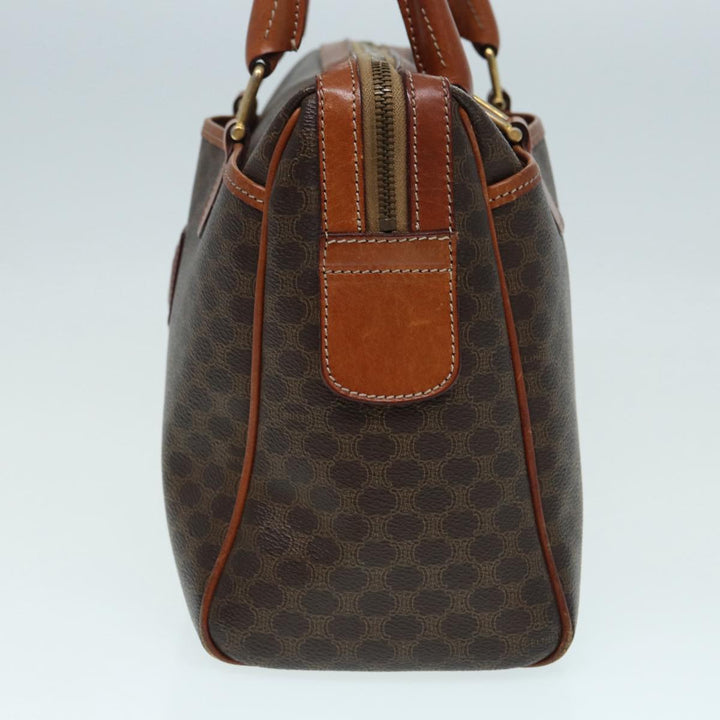 Celine Macadam Canvas Hand Bag PVC Leather Brown Gold Auth 87008