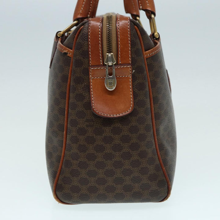 Celine Macadam Canvas Hand Bag PVC Leather Brown Gold Auth 87008