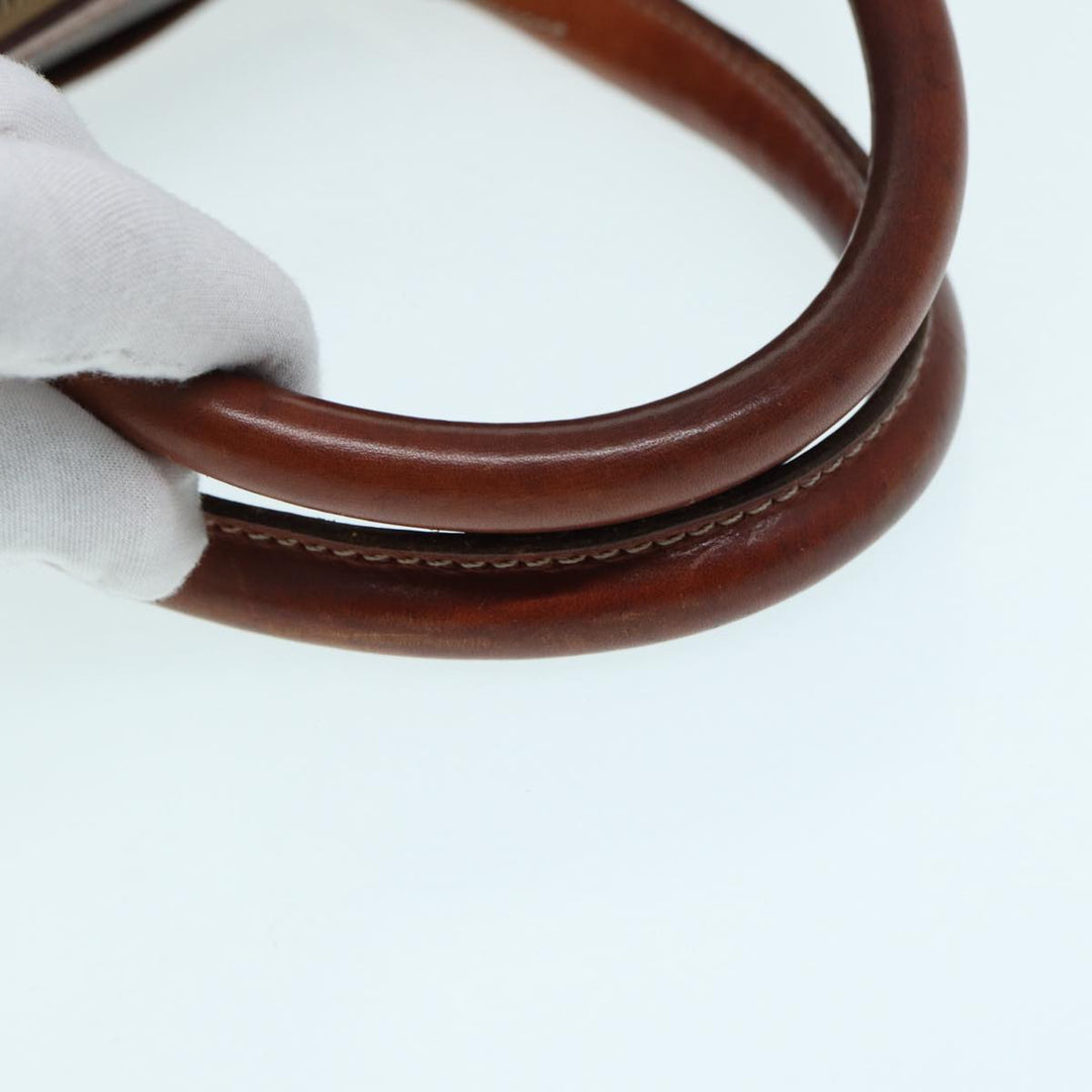 Celine Macadam Canvas Hand Bag PVC Leather Brown Gold Auth 87008