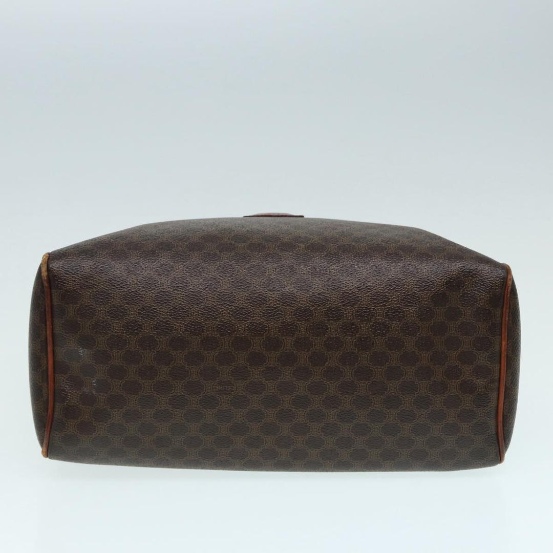 Celine Macadam Canvas Hand Bag PVC Leather Brown Gold Auth 87008