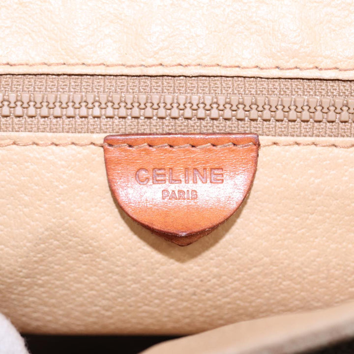 Celine Macadam Canvas Shoulder Bag Beige Gold Auth 87069