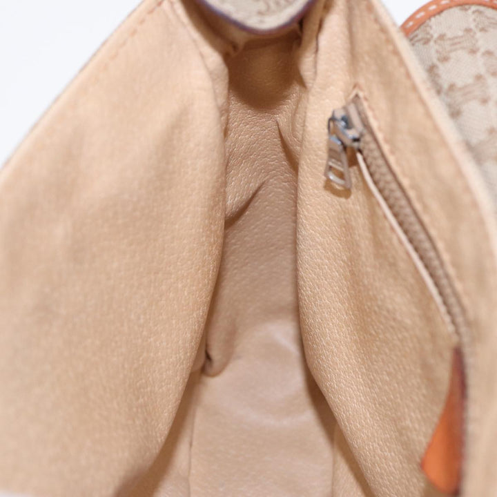Celine Macadam Canvas Shoulder Bag Beige Gold Auth 87069