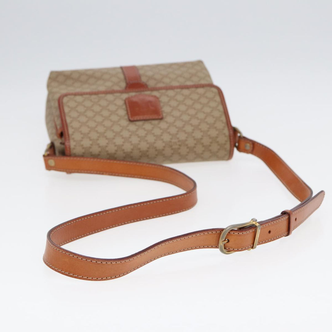 Celine Macadam Canvas Shoulder Bag Beige Gold Auth 87069