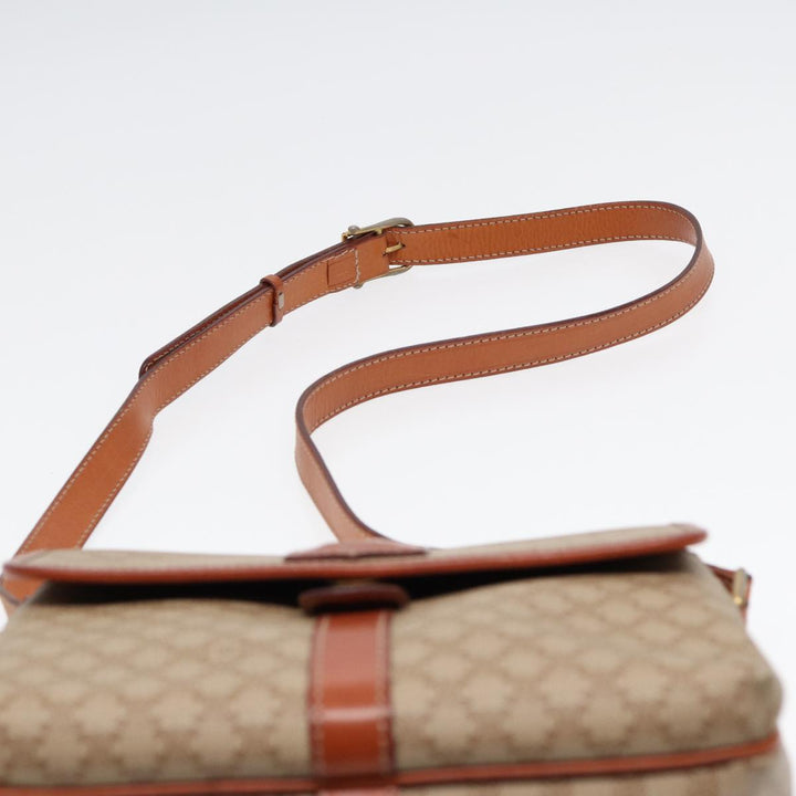 Celine Macadam Canvas Shoulder Bag Beige Gold Auth 87069
