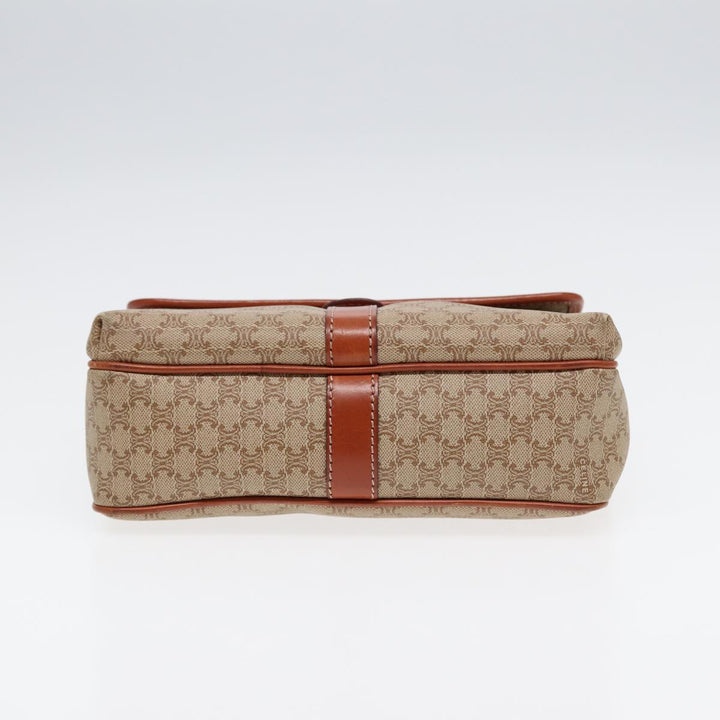 Celine Macadam Canvas Shoulder Bag Beige Gold Auth 87069