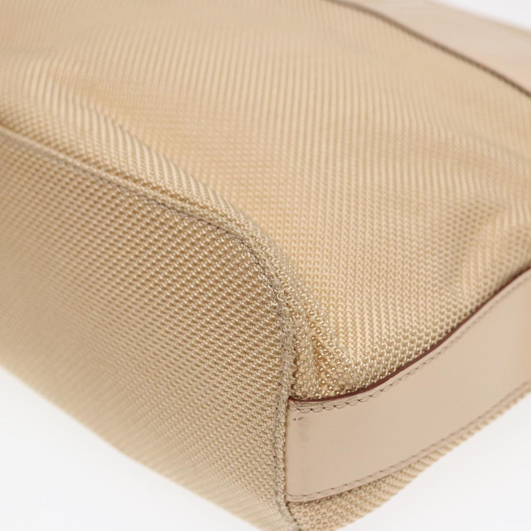 Celine Shoulder Bag Nylon Beige Gold Auth 87076