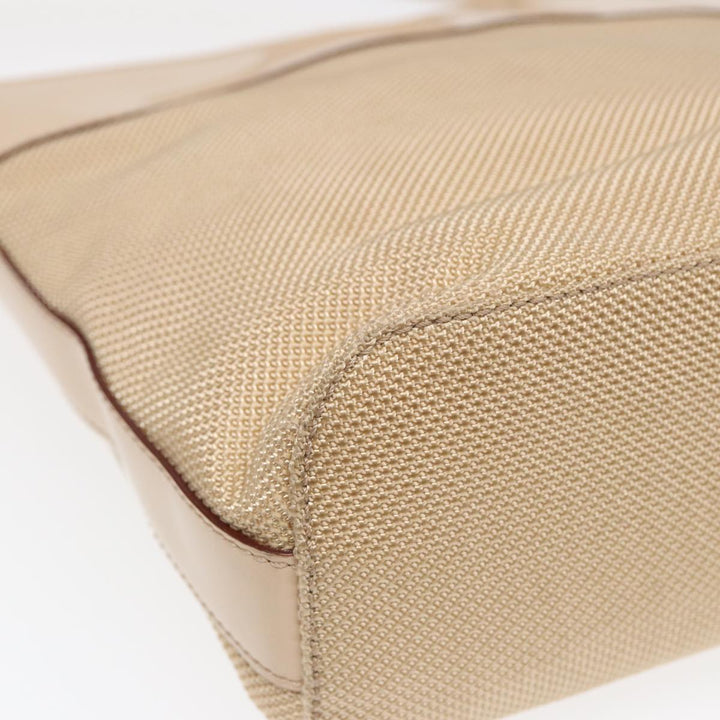 Celine Shoulder Bag Nylon Beige Gold Auth 87076