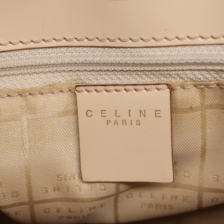Celine Shoulder Bag Nylon Beige Gold Auth 87076