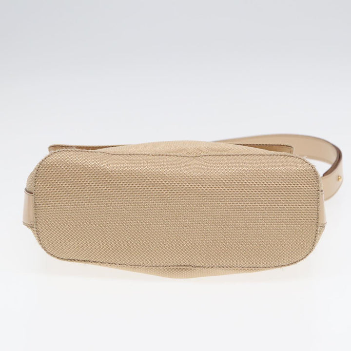 Celine Shoulder Bag Nylon Beige Gold Auth 87076