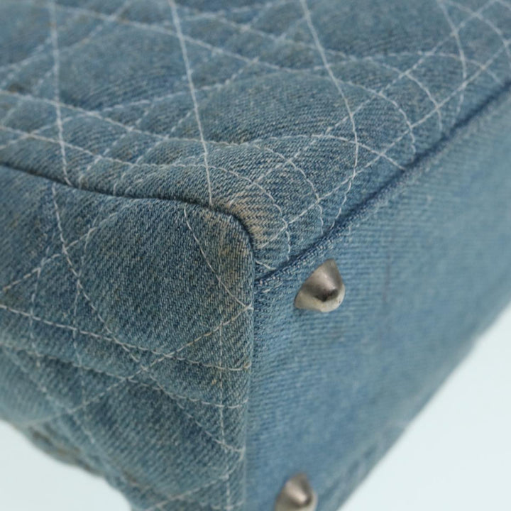 CHRISTIAN Top quality Dior Lady Top quality Dior Canage Hand Bag Denim Blue Silver Auth 87084