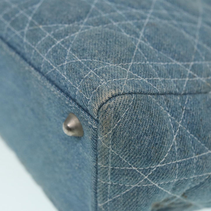 CHRISTIAN Top quality Dior Lady Top quality Dior Canage Hand Bag Denim Blue Silver Auth 87084
