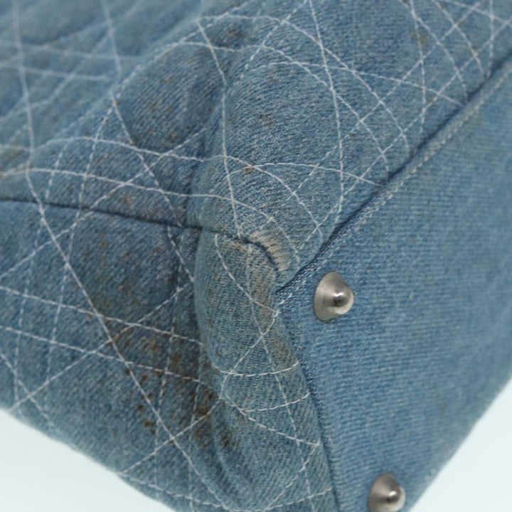 CHRISTIAN Top quality Dior Lady Top quality Dior Canage Hand Bag Denim Blue Silver Auth 87084