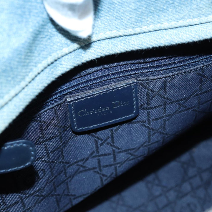 CHRISTIAN Top quality Dior Lady Top quality Dior Canage Hand Bag Denim Blue Silver Auth 87084