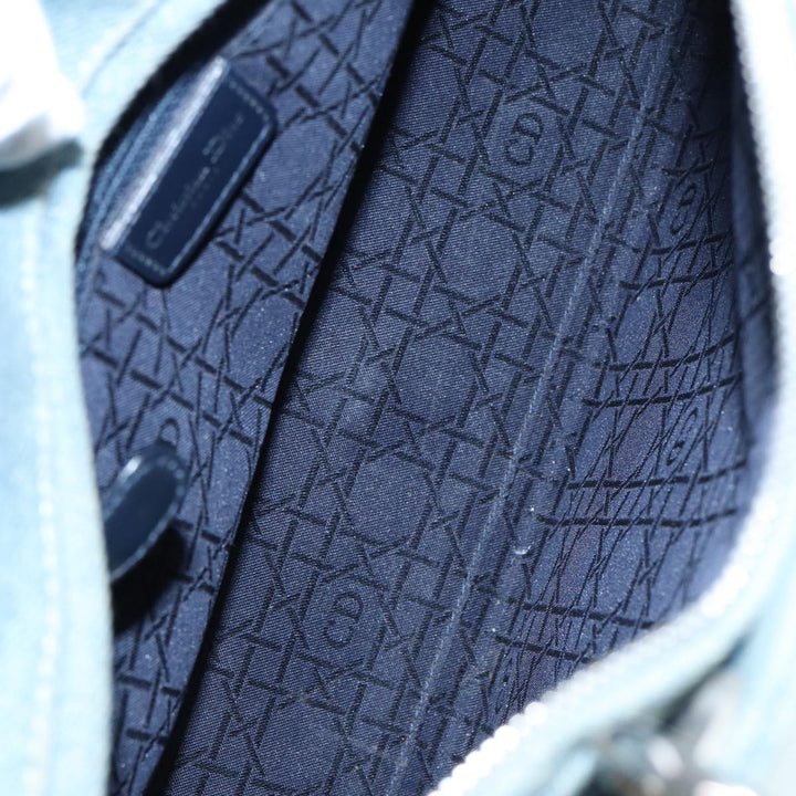 CHRISTIAN Top quality Dior Lady Top quality Dior Canage Hand Bag Denim Blue Silver Auth 87084