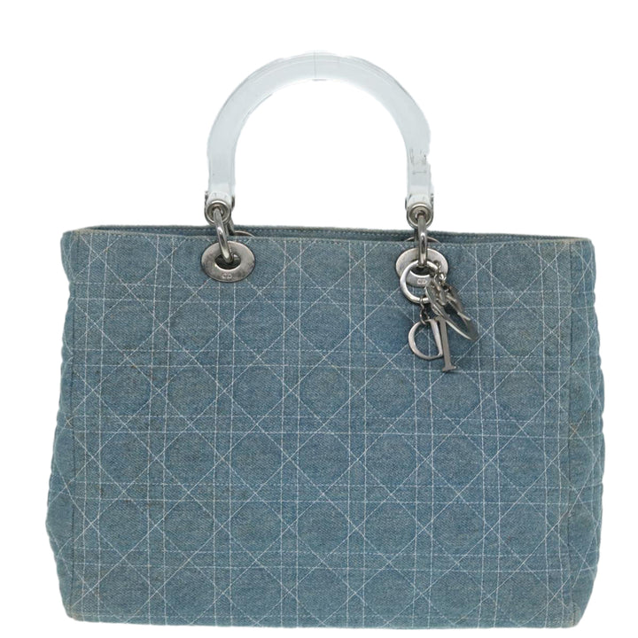 CHRISTIAN Top quality Dior Lady Top quality Dior Canage Hand Bag Denim Blue Silver Auth 87084