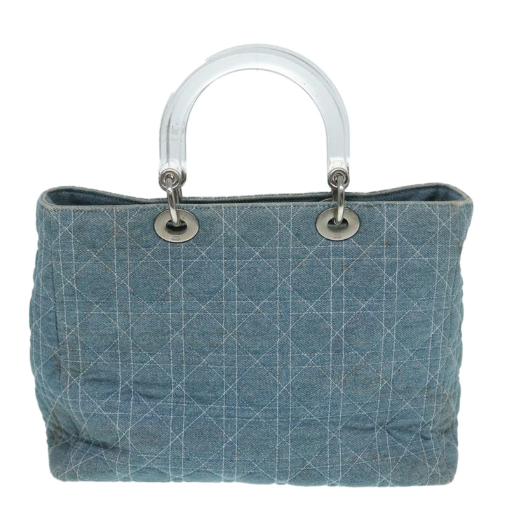 CHRISTIAN Top quality Dior Lady Top quality Dior Canage Hand Bag Denim Blue Silver Auth 87084