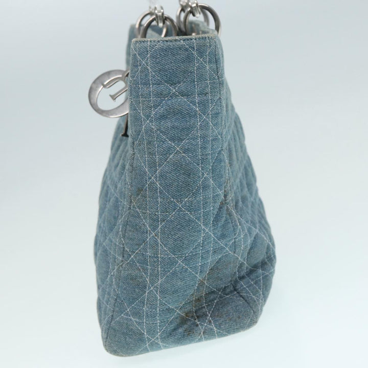 CHRISTIAN Top quality Dior Lady Top quality Dior Canage Hand Bag Denim Blue Silver Auth 87084
