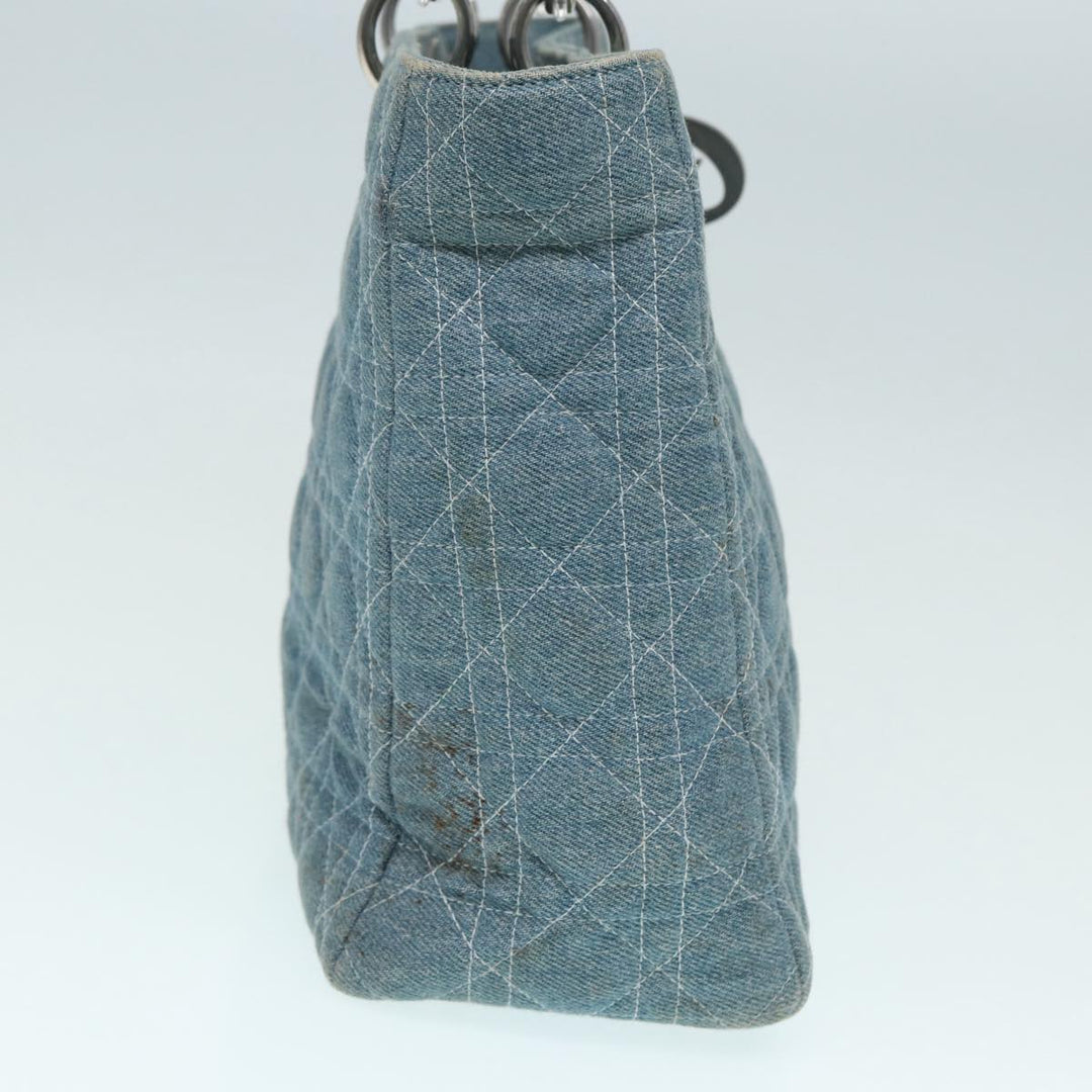 CHRISTIAN Top quality Dior Lady Top quality Dior Canage Hand Bag Denim Blue Silver Auth 87084