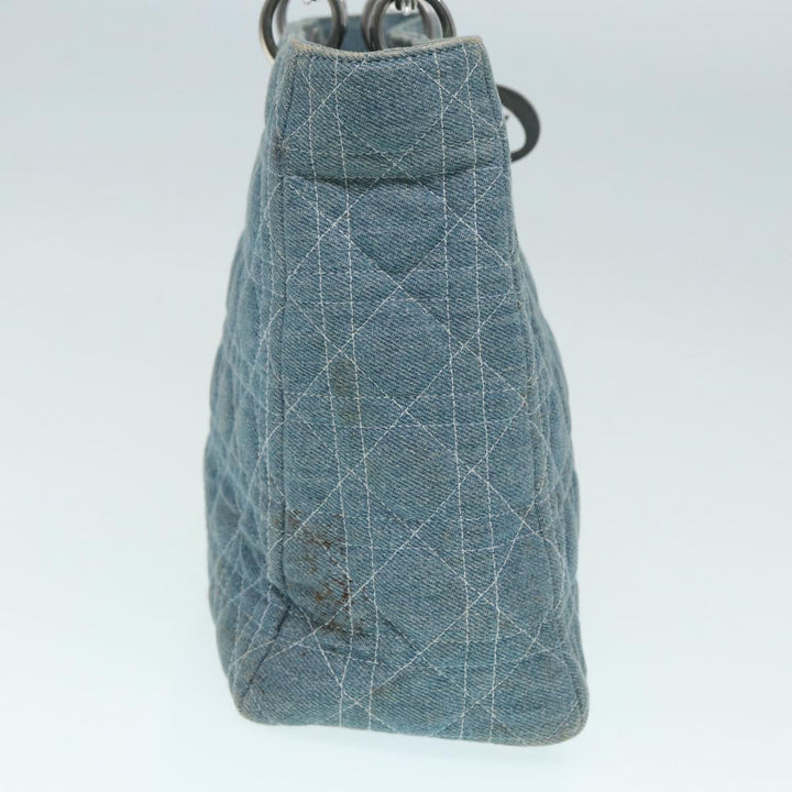 CHRISTIAN Top quality Dior Lady Top quality Dior Canage Hand Bag Denim Blue Silver Auth 87084