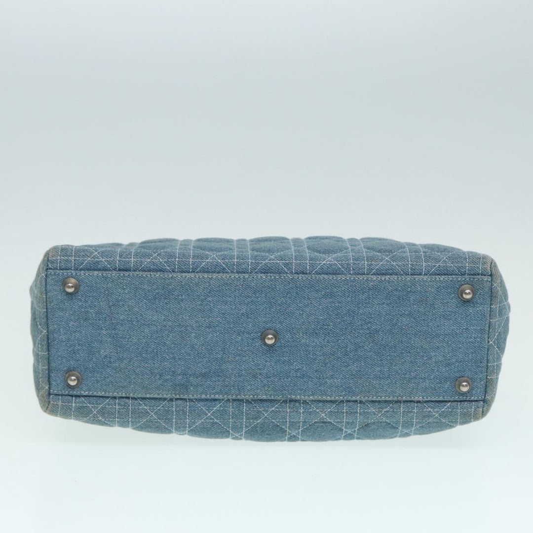 CHRISTIAN Top quality Dior Lady Top quality Dior Canage Hand Bag Denim Blue Silver Auth 87084