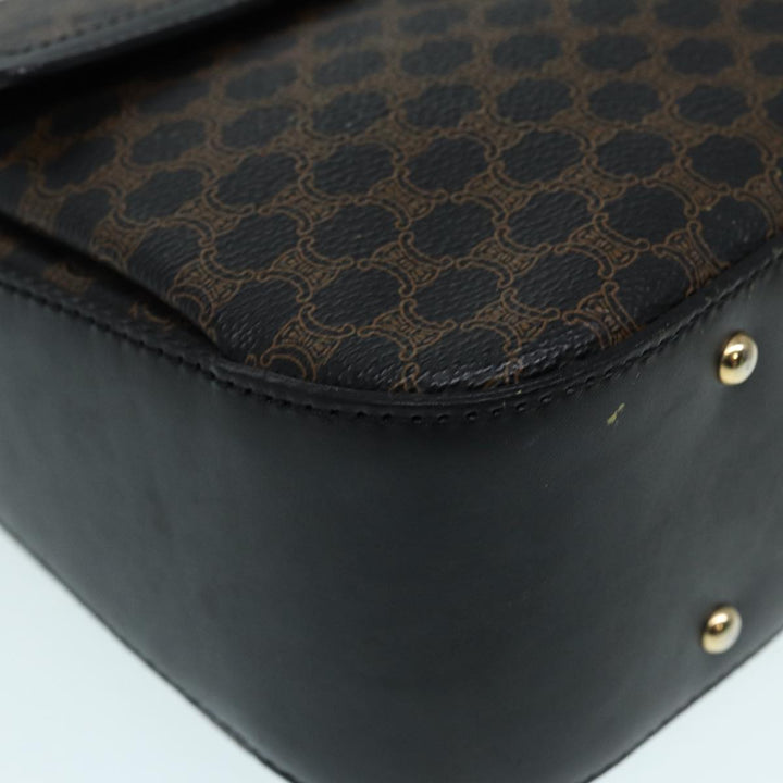 Celine Macadam Canvas Hand Bag PVC Leather Black Gold Auth 87086