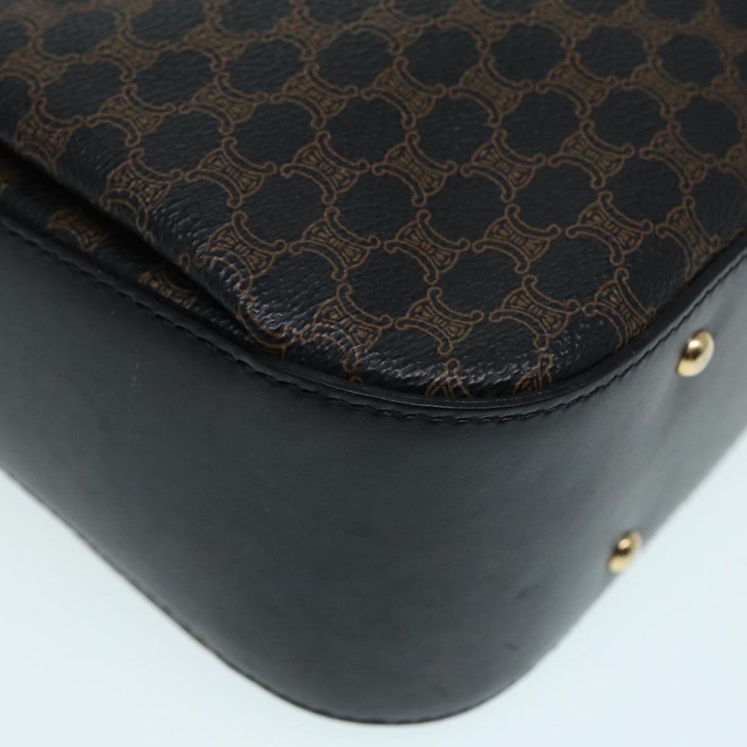 Celine Macadam Canvas Hand Bag PVC Leather Black Gold Auth 87086