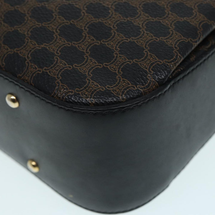 Celine Macadam Canvas Hand Bag PVC Leather Black Gold Auth 87086