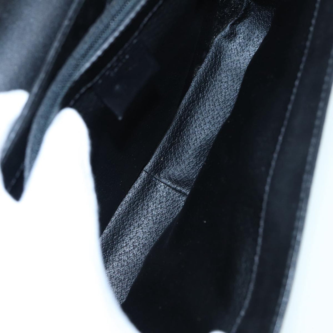 Celine Macadam Canvas Hand Bag PVC Leather Black Gold Auth 87086