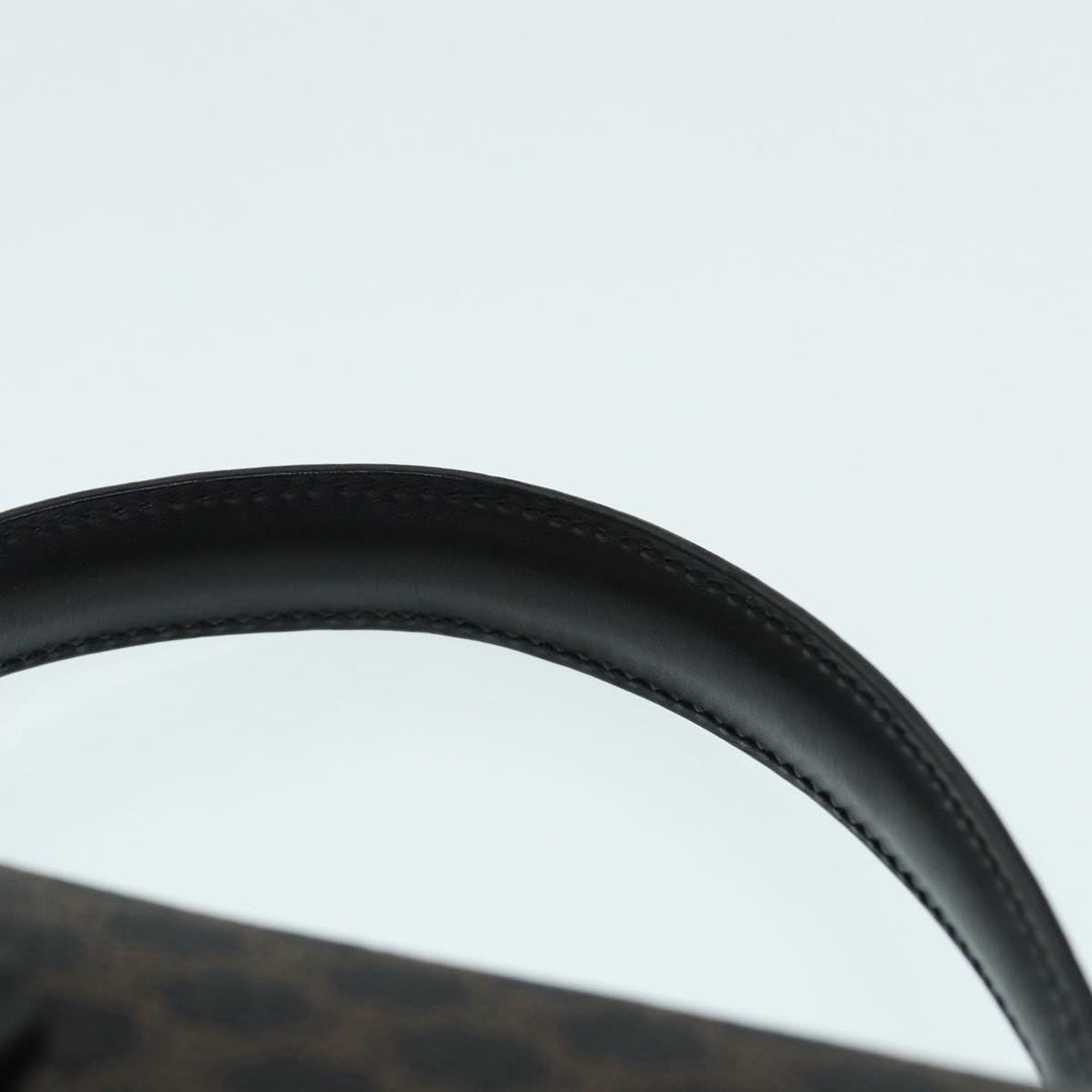 Celine Macadam Canvas Hand Bag PVC Leather Black Gold Auth 87086