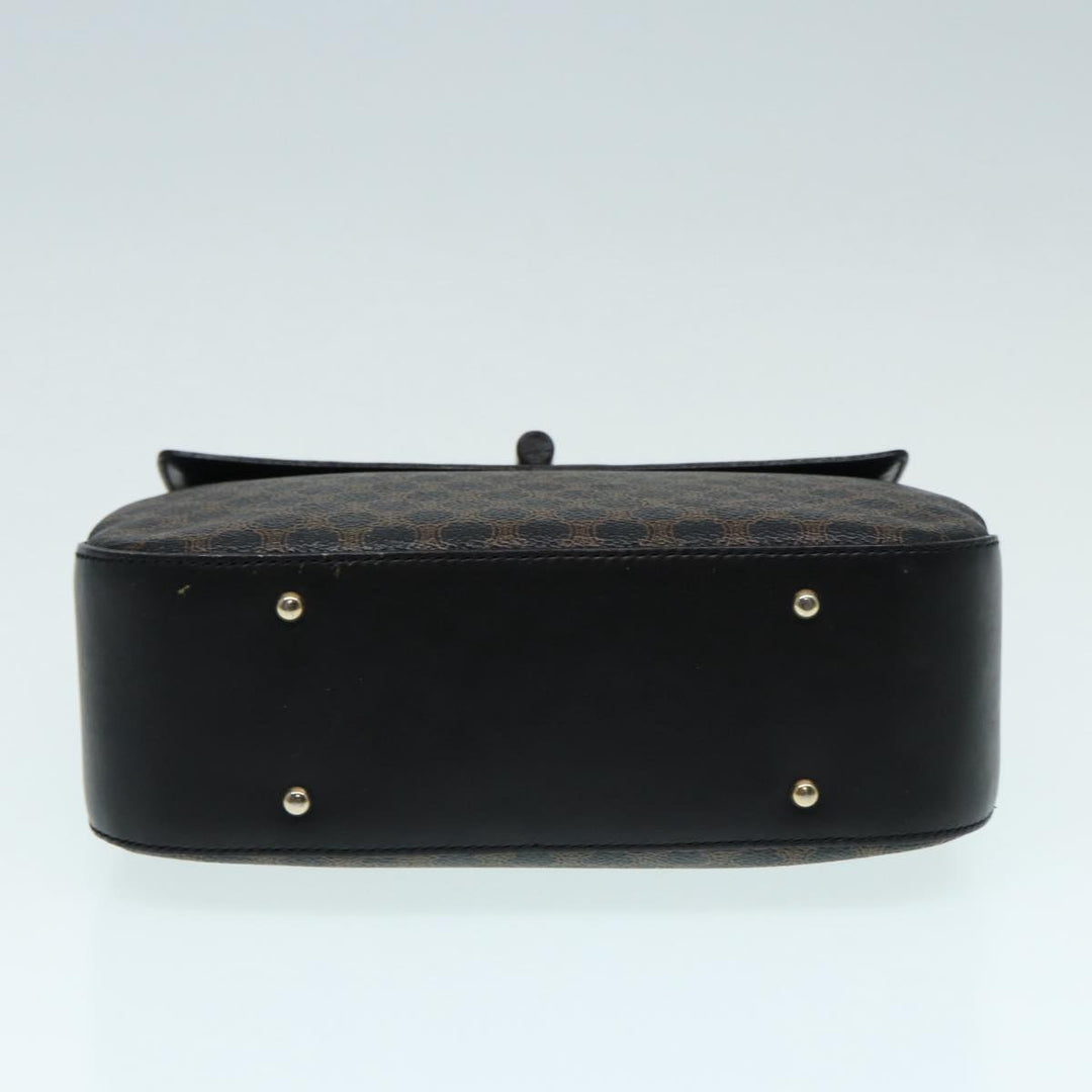 Celine Macadam Canvas Hand Bag PVC Leather Black Gold Auth 87086
