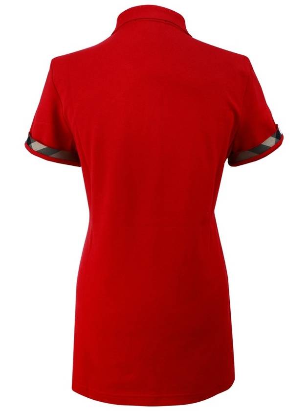 Burberry WoMen's Check Sleeve Short Sleeve Polo Shirt Red