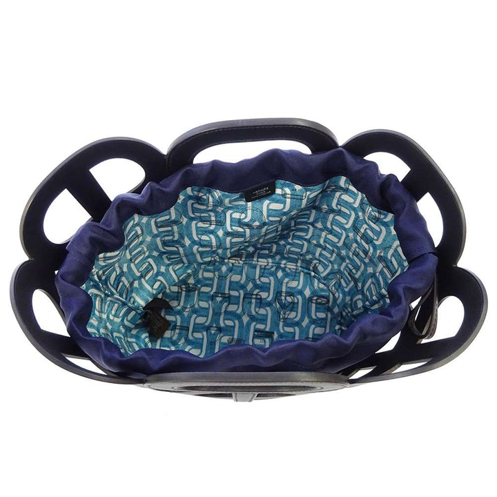HERMES Chaine d'Ancre Black/blue Madame Calf Leather ・Silk