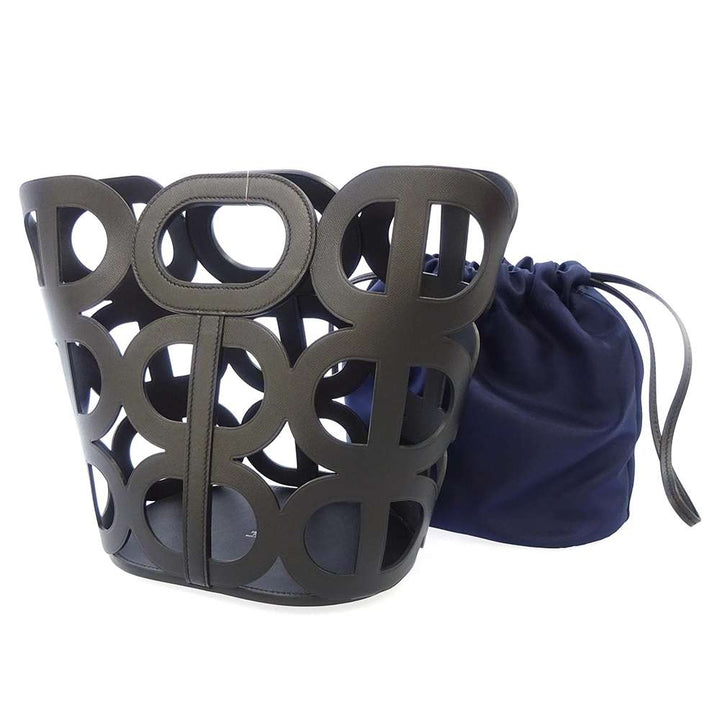 HERMES Chaine d'Ancre Black/blue Madame Calf Leather ・Silk