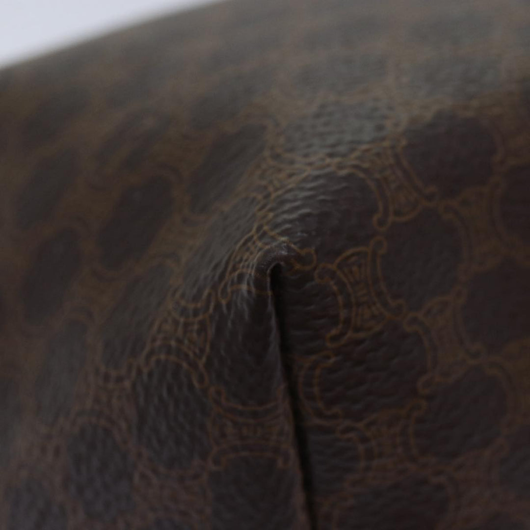 Celine Macadam Canvas Hand Bag PVC Leather Brown Gold Auth 87145A