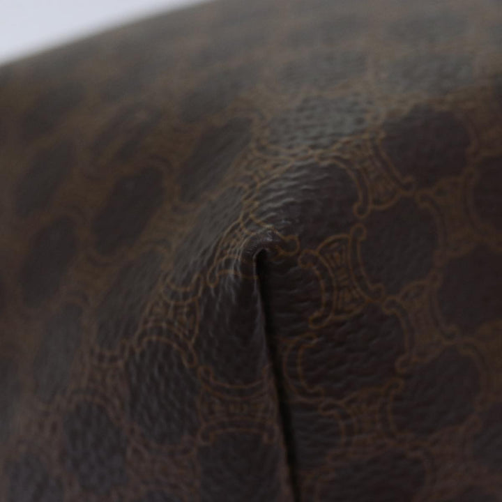 Celine Macadam Canvas Hand Bag PVC Leather Brown Gold Auth 87145A